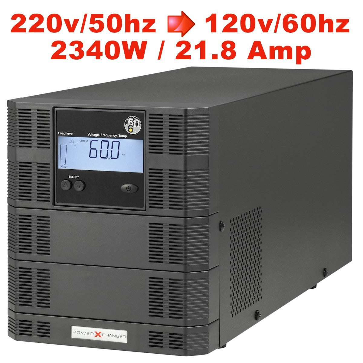 EX-21 | 2340W / 21A | Step-Down Voltage & Frequency Converter – 220V/50Hz to 120V/60Hz