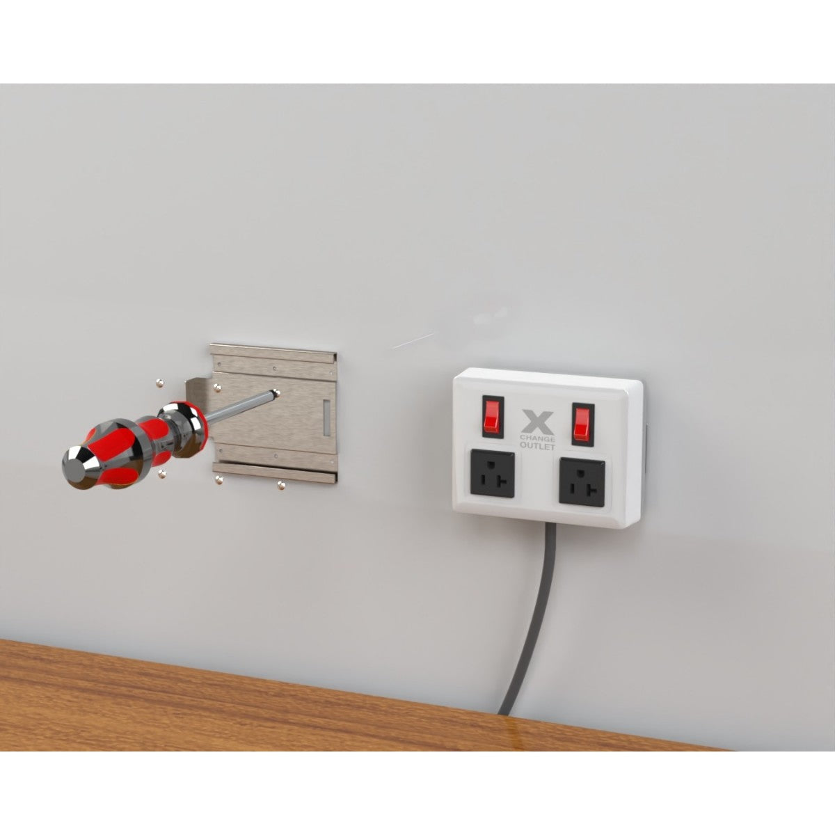 Xchange® Eye-Level Wall-Mountable Extension Outlet | 20A with Individual Circuit Breakers & Surge Protection - White